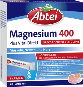 Abtei Magnesium 400 Abtei Vital Direkt Granulat Sticks, 20 Stück