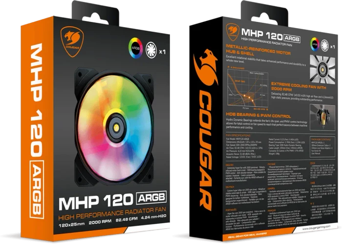 Cougar MHP 120 ARGB, schwarz, 120mm, 3er-Pack