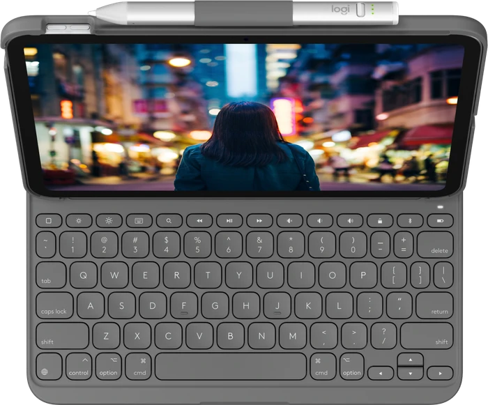 Logitech Slim Folio für iPad 10/iPad 11 A16, grau, DE