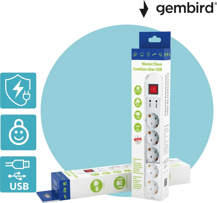 Gembird EnerGenie PCW-MS, 5-fach, 1.8m