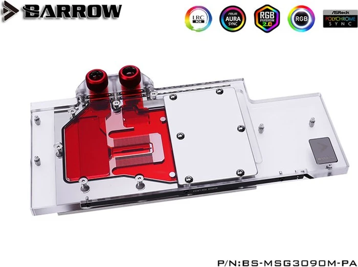 Barrow NVIDIA RTX 3090 LRC 2.0 Full Coverage GPU Water Block, MSI 3090 Trio Aurora