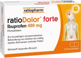ratioDolor forte Ibuprofen 400mg Filmtabletten, 20 Stück