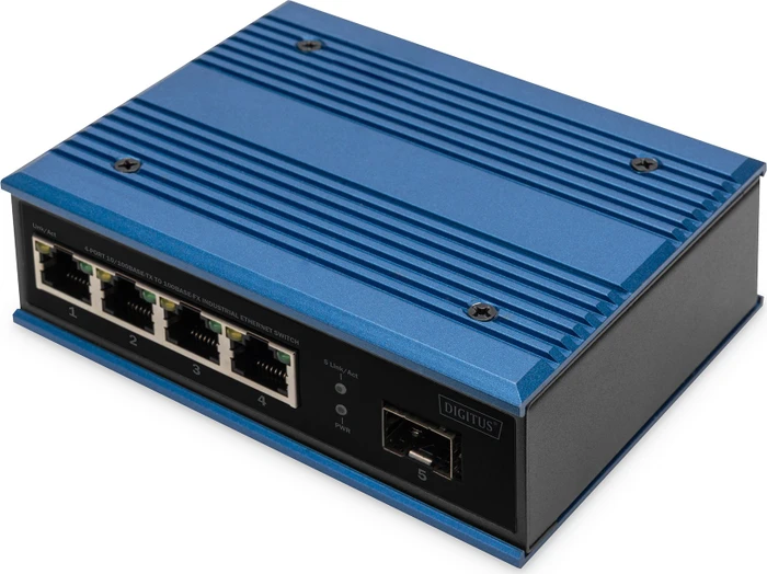Digitus DN-65 Industrial Railmount Switch, 4x RJ-45, 1x SFP