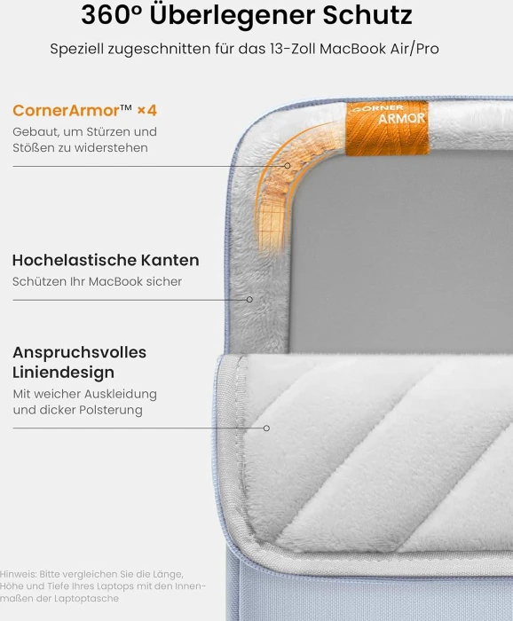 tomtoc Defender-A13, Laptophülle, Notebooks bis 13.3", blau