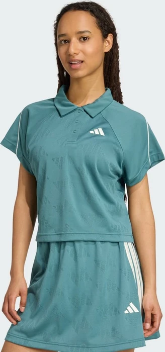 adidas Stadium 3-Streifen vom Tennis inspiriertes Poloshirt kurzarm preloved teal/off white (Damen)
