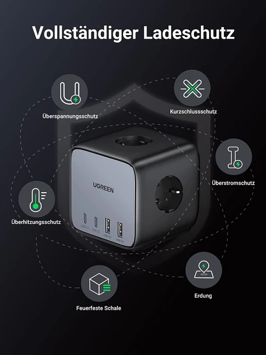 Ugreen 65W USB-C DigiNest Cube Charging Station schwarz/silber