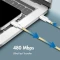 LogiLink USB-C Kabel, USB 2.0, 480Mb/s, 60W PD, USB-C Stecker auf USB-C Stecker, Nylon, gelb, 0.5m Vorschaubild