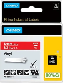 Dymo ID1 Industrial Rhino Pro Beschriftungsband, 12mm, weiß/rot