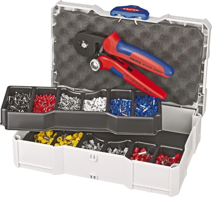 Knipex Crimpzange inkl. Aderendhülsen-Sortiment inkl. Systainer, 18cm