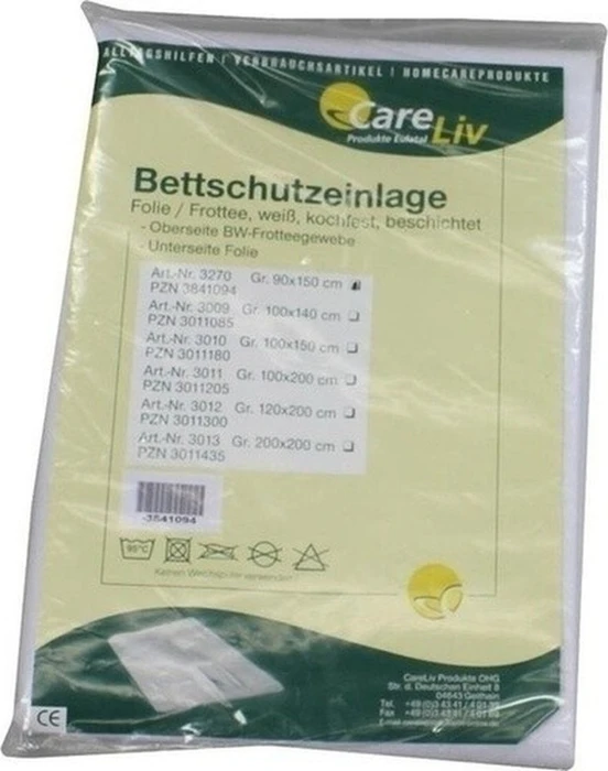 CareLiv Folie/Frottee Bettschutzeinlage, 90x150cm, 1 Stück
