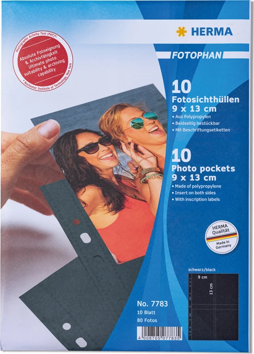 Herma Fotosichthüllen schwarz, 90x130mm, hoch, 10 Stück