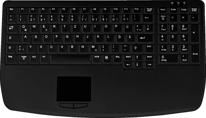 Contour Design Active Key kompakte Tastatur mit Touchpad und Nummernblock, schwarz, USB, DE