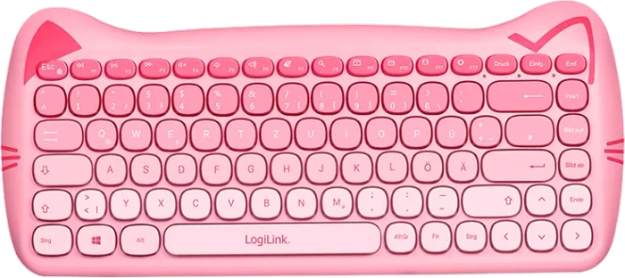 LogiLink Kitty Kindgerechtes Wireless Tastatur-Maus-Set, rosa, USB, DE
