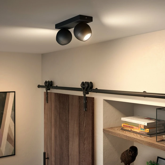 Philips Hue White Ambiance Buckram 2-flammig schwarz