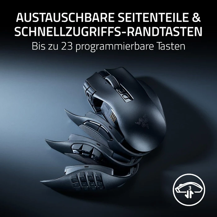 Razer Naga V3 Pro Wireless, schwarz, USB/Bluetooth