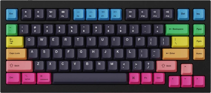 Keychron Q1/Q2/K2 OEM Dye-Sub Keycap-Set Rainbow, Kunststoff (PBT), Rainbow, mehrfarbig/schwarz, 97 Tasten (83+14), ANSI-US