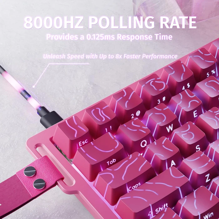 Attack Shark X68 HE Rapid Trigger Keyboard, rosa mit Kontur, LEDs RGB, Outemu White Jade Magnetic, USB, US