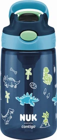 NUK Contigo Easy Straw Cup Trinklernflasche, 4+J, 420ml, dinos blau