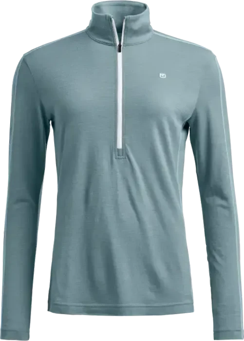 Ortovox 185 Rock'n'Wool Zip Neck Funktionsshirt langarm icy shore (Damen)