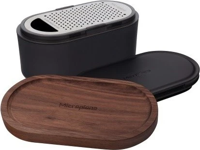 Microplane Speciality Parmesanreibe mit Auffangbehälter anthrazit, 3-tlg.