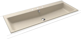 Kaldewei Puro Einbau-Doppelwaschtisch 120x46cm mit 1x3 Hahnlochbohrung, Perl-Effekt, warm beige 20