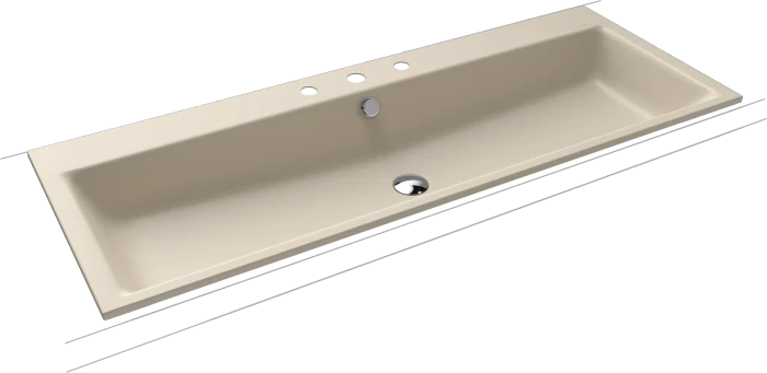 Kaldewei Puro Einbau-Doppelwaschtisch 120x46cm mit 1x3 Hahnlochbohrung, Perl-Effekt, warm beige 20