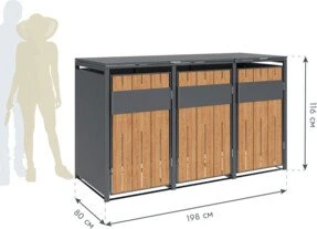 Westmann Varius Mülltonnenbox 3x 240l holzoptik