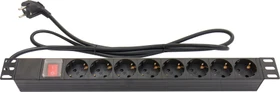 Good Connections 19" Steckdosenleiste schwarz mit Schalter 8-fach, 1HE, 8-fach, 250V, schwarz, 1.8m