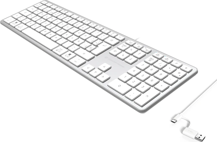 Conceptronic KAYNE02WES Slim-Tastatur, weiß, USB, ES