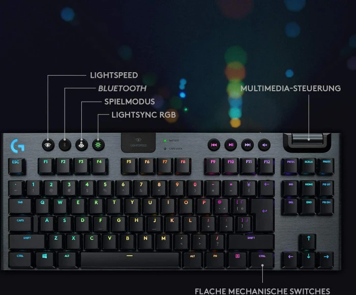 Logitech G915 TKL Carbon, LEDs RGB, schwarz, GL Tactile, USB/Bluetooth, DE