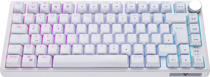 ISY IGK-6500 Gasket Mount Gaming Tastatur, 75% Layout, weiß, LEDs RGB, hot-swap, Outemu Red, USB, DE