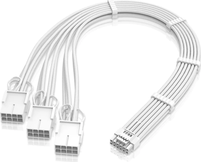 EZDIY-FAB 12VHPWR Kabel, 3x 8-Pin PCIe Buchse auf 16-Pin PCIe 5.0 12VHPWR Stecker, Adapterkabel, 16AWG, weiß, 35cm
