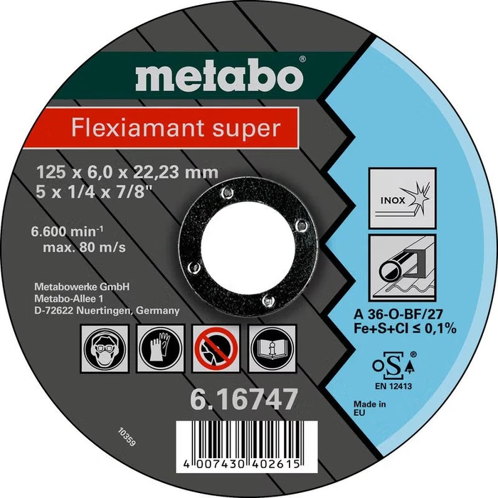 Metabo Flexiamant Super Inox A 36-O Trennscheibe gekröpft, 125x6x22.23mm, 1 Stück