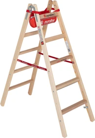 Euroline Comfort-Breitsprosse Holz 2-tlg. Stehleiter, 2x 5 Stufen