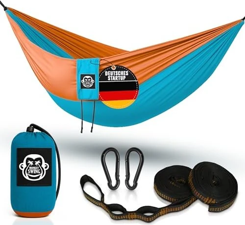 Monkey Swing Reise Hängematte Ultra light blau/orange