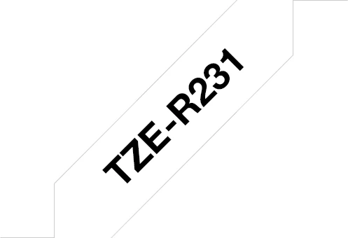 Brother TZe-R231 Beschriftungsband, 12mm, schwarz/weiß