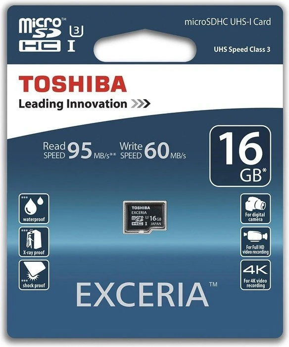 Toshiba Exceria R95/W60 16GB, UHS-I U3, Class 10