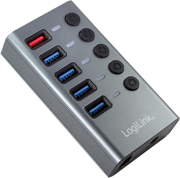 LogiLink USB-Hub mit Ladeanschluss, 4x USB-A 3.0, USB-B 3.0 [Buchse]