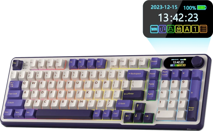 RK Royal Kludge S98, Lavendel Lila, 96%, hot-swap, RK Tactile Beige, USB/Bluetooth, US