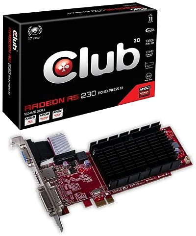 Club 3D Radeon R5 230 Noiseless Edition PCIe x1, 1GB DDR3, VGA, DVI, HDMI