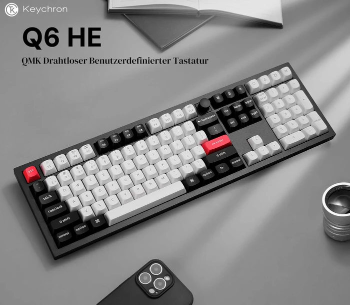 Keychron Q1 HE, Carbon Black, 100%, PBT, LEDs RGB, Gateron 2.0 Magnetic Nebula, USB/Bluetooth, DE