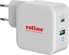 Roline / Secomp USB Charger mit Euro-Stecker 2 Port (Typ-A QC3.0, USB-C PD) 65W weiß