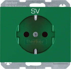 Berker K.5 Steckdose SCHUKO mit Aufdruck "SV", grün glänzend