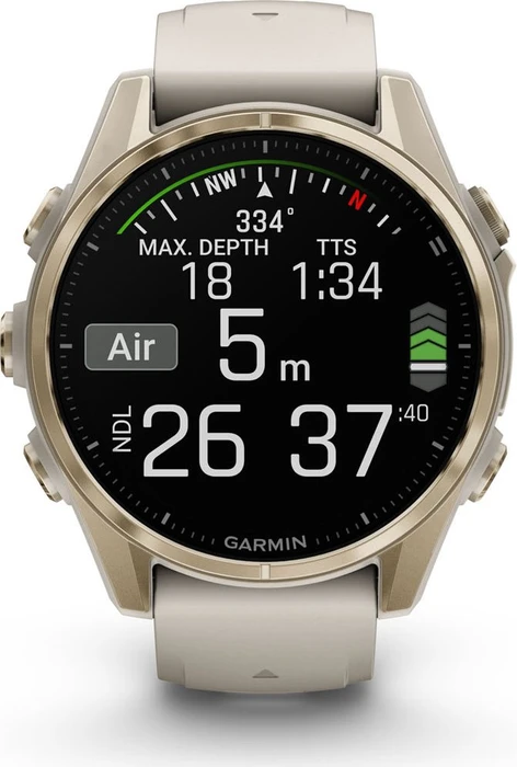 Garmin Fenix 8 43mm Sapphire soft gold/fog grey-dark sandstone silicone