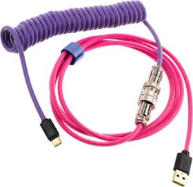 Ducky Premicord Spiralkabel USB-C auf USB-A, Tastaturkabel (Spiral-Textilkabel), 1.8m, Joker