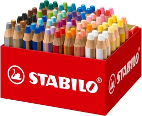 STABILO Woody 3in1 mit 4 Anspitzern Wachsmalstift sortiert, Display, 76er-Pack