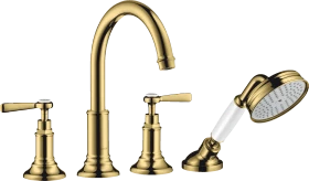 Hansgrohe Axor Montreux 4-Loch Wannenrandarmatur mit Hebelgriffen polished goldoptik