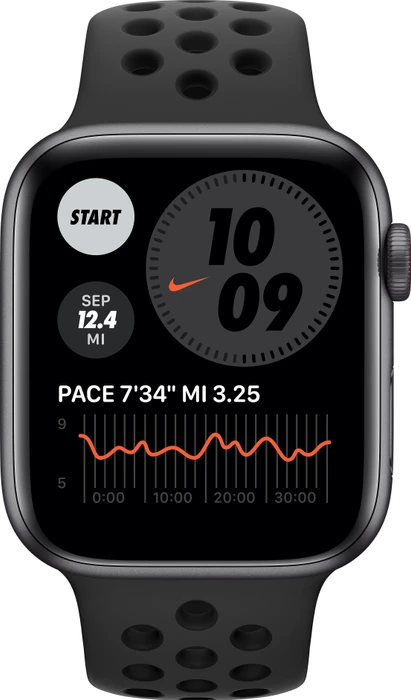 Apple Watch Nike SE (GPS + Cellular) 44mm space grau mit Sportarmband anthrazit/schwarz