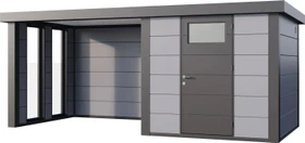 Telluria Classico 2424 Gerätehaus inkl. Anbau 2.84m links hellgrau