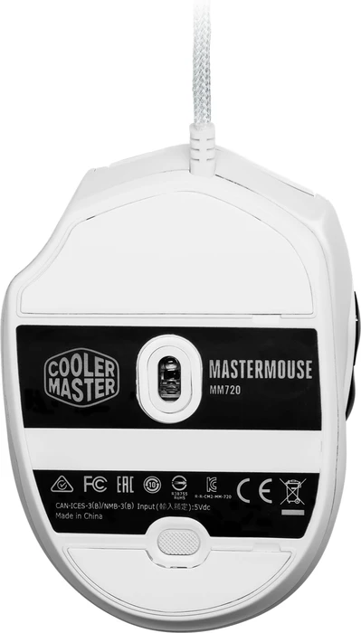 Cooler Master MasterMouse MM720 RGB Gaming Maus weiß glänzend, USB